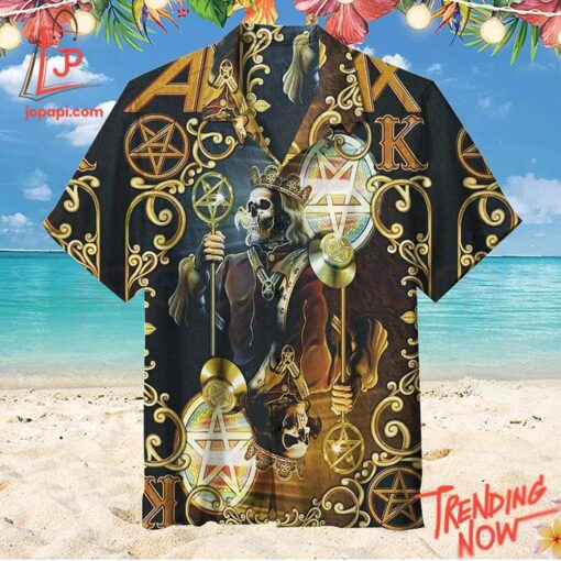 Lightweight woven polyester Hawaiian shirt in a clean, modern design – 1 Anthrax Album Covers Hawaiian Shirt