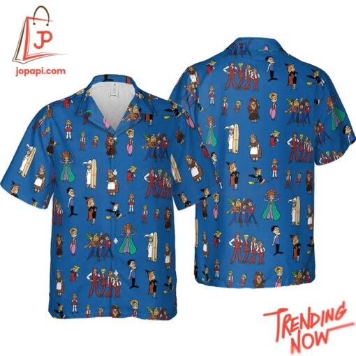Lightweight woven polyester Hawaiian shirt in a clean, modern design – 4 Bewitched Characters Hawaiian Shirt