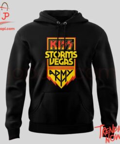 Vibrant 3D printed Celebrating Years Kiss Army Storms Vegas Shirt featuring a bold design