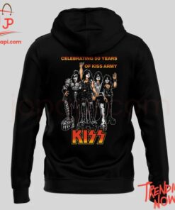 Vibrant 3D printed Celebrating Years Kiss Army Storms Vegas Shirt featuring a bold design