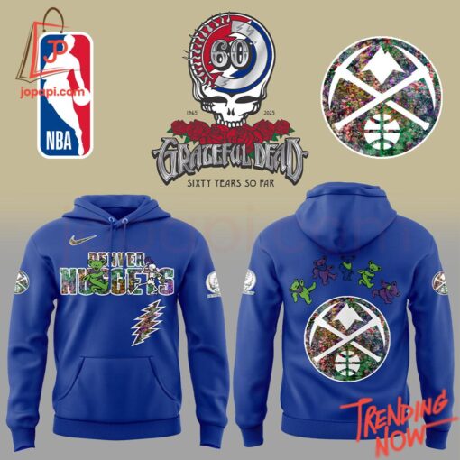 Vibrant 3D printed Denver Nuggets Grateful Dead Th Anniversary Hoodie featuring a bold design