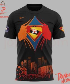 Vibrant 3D printed Houston Astros Superman Night T Shirt featuring a bold design
