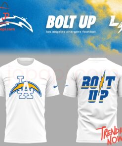 Vibrant 3D printed Los Angeles Chargers Bolt Up Hoodie featuring a bold design