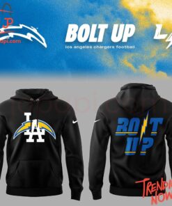 Vibrant 3D printed Los Angeles Chargers Bolt Up Hoodie featuring a bold design