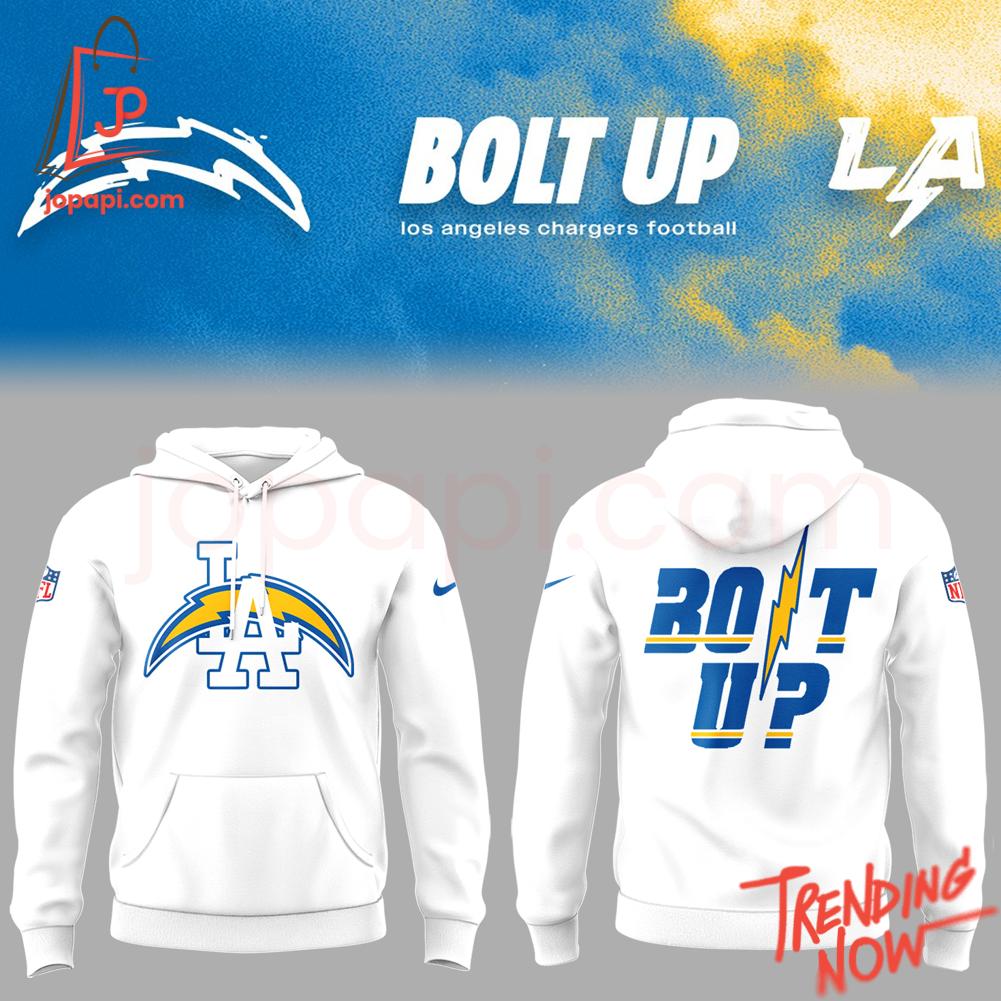 Los Angeles Chargers Bolt Up Hoodie Vibrant 3D printed Los Angeles Chargers Bolt Up Hoodie featuring a bold design