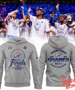 Vibrant 3D printed Oklahoma City Thunder Western Conference Champions Hoodie featuring a bold design
