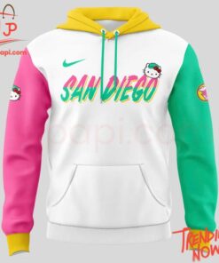 Vibrant 3D printed San Diego Padres Hello Kitty Hoodie featuring a bold design