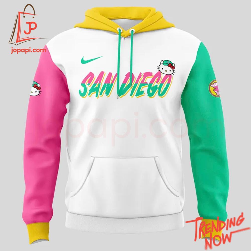 San Diego Padres Hello Kitty Hoodie Vibrant 3D printed San Diego Padres Hello Kitty Hoodie featuring a bold design