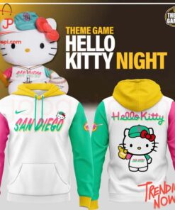 Vibrant 3D printed San Diego Padres Hello Kitty Hoodie featuring a bold design