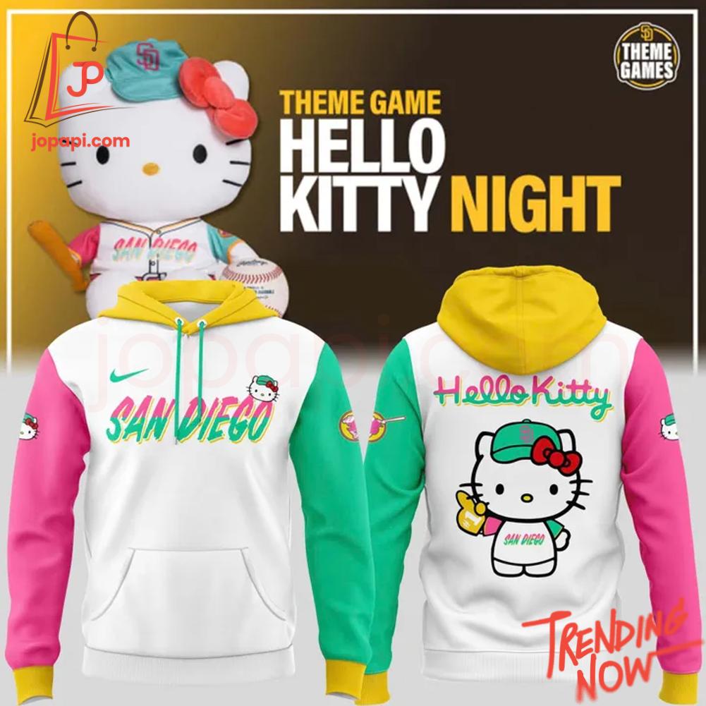 San Diego Padres Hello Kitty Hoodie Vibrant 3D printed San Diego Padres Hello Kitty Hoodie featuring a bold design