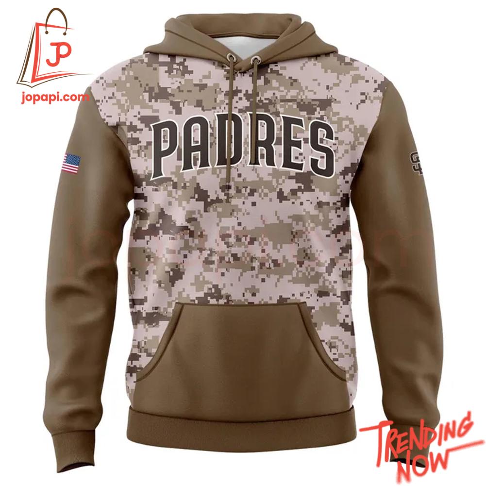 San Diego Padres Military Hoodie Vibrant 3D printed San Diego Padres Military Hoodie featuring a bold design