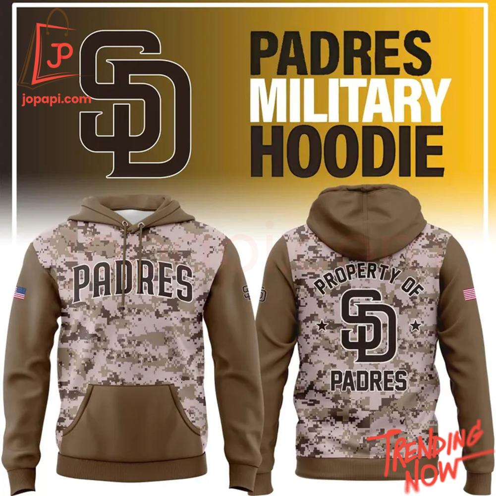 San Diego Padres Military Hoodie Vibrant 3D printed San Diego Padres Military Hoodie featuring a bold design