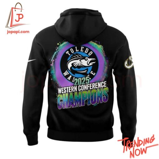 Vibrant 3D printed Toledo Walleye Western Conference Champions Hoodie featuring a bold design