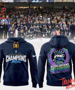 Vibrant 3D printed Toledo Walleye Western Conference Champions Hoodie featuring a bold design