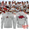 Bold and stylish casual wear – Arkansas Baseball Omahogs Grey Hoodie