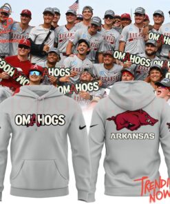 Bold and stylish casual wear – Arkansas Baseball Omahogs Grey Hoodie