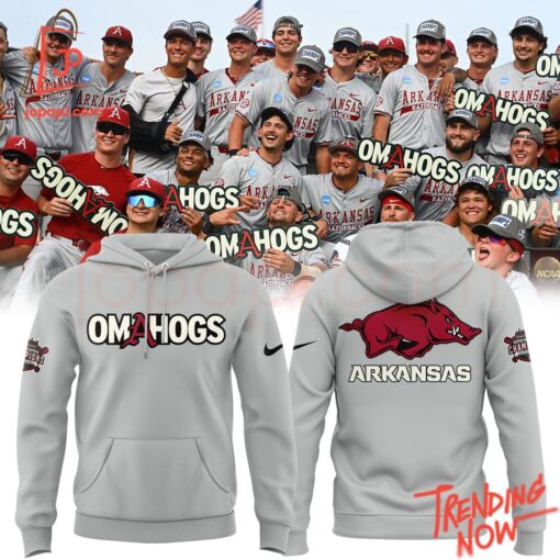 Bold and stylish casual wear – Arkansas Baseball Omahogs Grey Hoodie