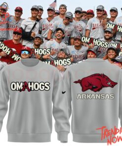 Bold and stylish casual wear – Arkansas Baseball Omahogs Grey Hoodie