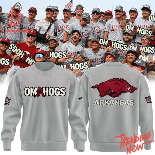 Bold and stylish casual wear – Arkansas Baseball Omahogs Grey Hoodie