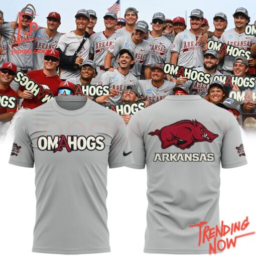 Bold and stylish casual wear – Arkansas Baseball Omahogs Grey Hoodie