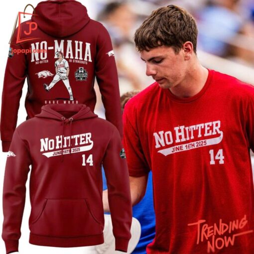 High-quality product with unique design – Arkansas Razorbacks Gage Wood College World Series No Hitter Shirt