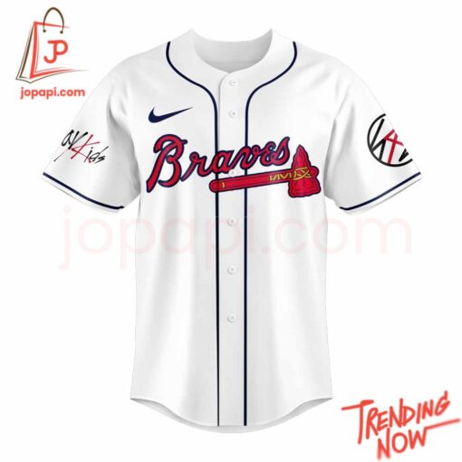 Stylish and comfortable printed clothing – Atlanta Braves X Ate Show Signature Baseball Jersey