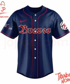 Stylish and comfortable printed clothing – Atlanta Braves X Ate Show Signature Baseball Jersey