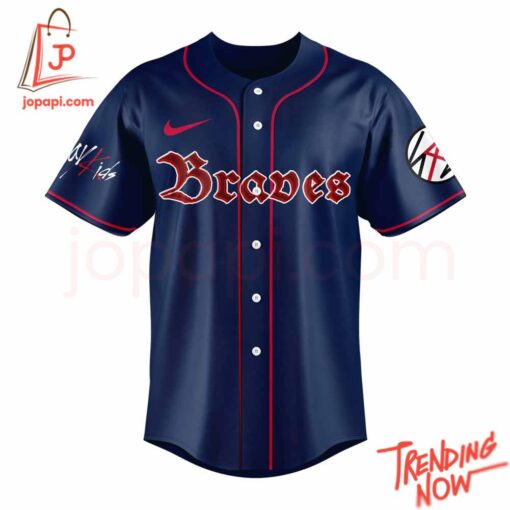 Stylish and comfortable printed clothing – Atlanta Braves X Ate Show Signature Baseball Jersey