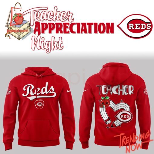 3D graphic 1 Cincinnati Reds Teacher Appreciation Night Hoodie with bold design