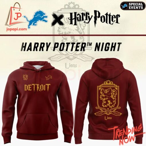 High-quality casual wear featuring custom artwork – Detroit Lions Harry Potter Gryffindor Hoodie