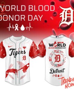 High-quality product with unique design – Detroit Tigers World Blood Donor Day Baseball Jersey