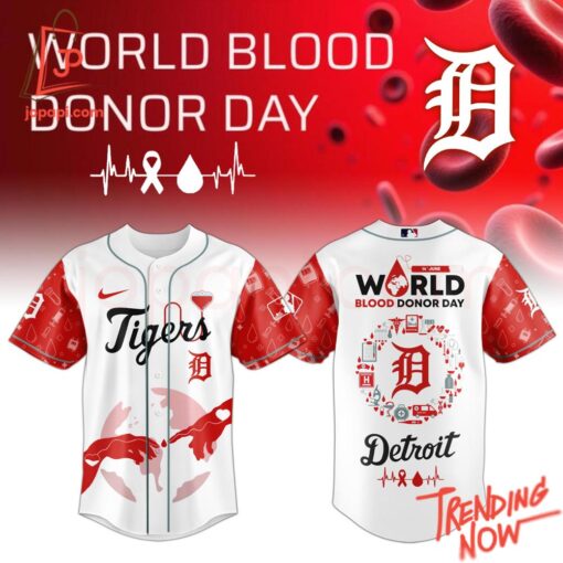 High-quality product with unique design – Detroit Tigers World Blood Donor Day Baseball Jersey
