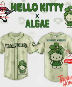 Bold and stylish casual wear – Fayetteville Woodpeckers Algae Hello Kitty Baseball Jersey