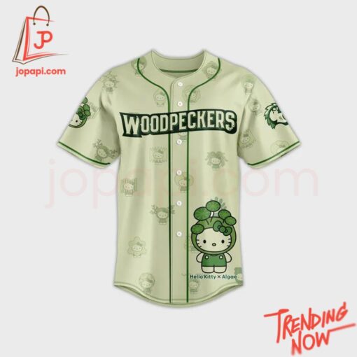 Bold and stylish casual wear – Fayetteville Woodpeckers Algae Hello Kitty Baseball Jersey