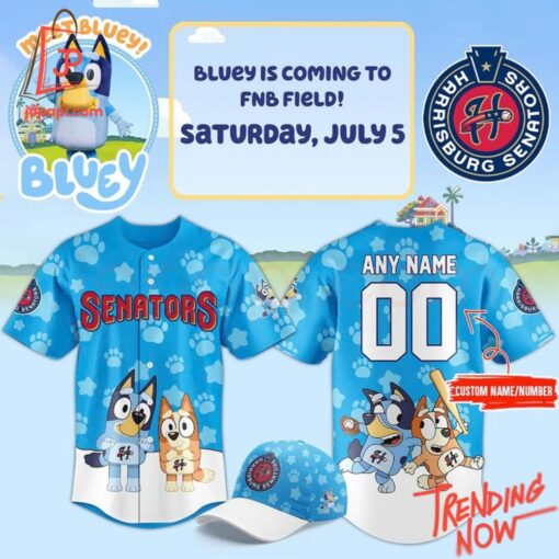 High-quality product with unique design – Harrisburg Senators Bluey Baseball Jersey