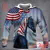 3D graphic 1 Horse 4th Of July American Flag Hoodie with bold design