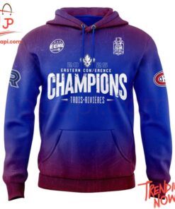 3D graphic 2 Lions De Trois Rivières 2025 Echl Eastern Conference Champions Hoodie with bold design