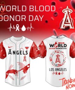 High-quality product with unique design – Los Angeles Angels World Blood Donor Day Baseball Jersey