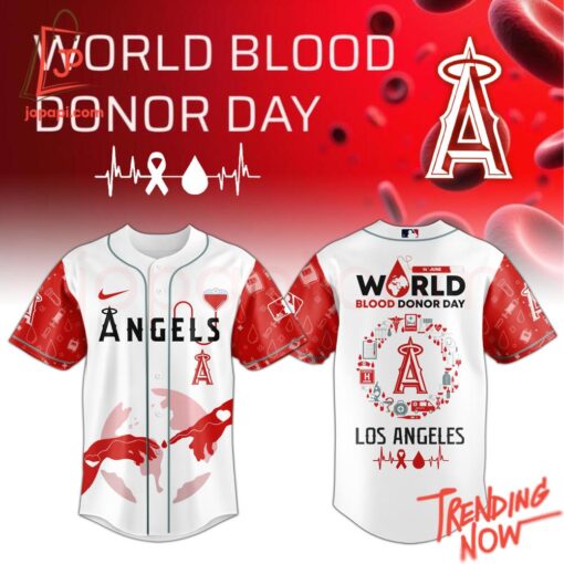 High-quality product with unique design – Los Angeles Angels World Blood Donor Day Baseball Jersey