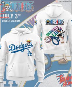 3D graphic 1 Los Angeles Dodgers Luffy One Piece Night Hoodie with bold design