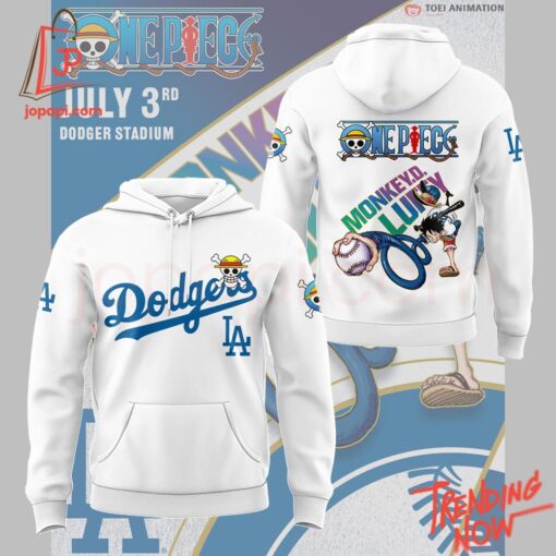 3D graphic 1 Los Angeles Dodgers Luffy One Piece Night Hoodie with bold design
