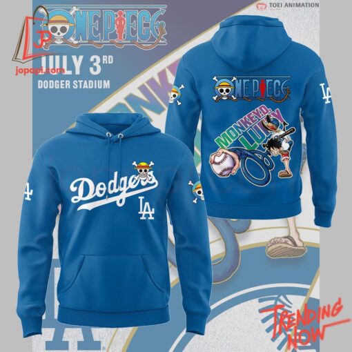 3D graphic 2 Los Angeles Dodgers Luffy One Piece Night Hoodie with bold design