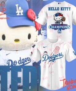 High-quality product with unique design – Los Angeles Dodgers X Hello Kitty World Champions Baseball Jersey