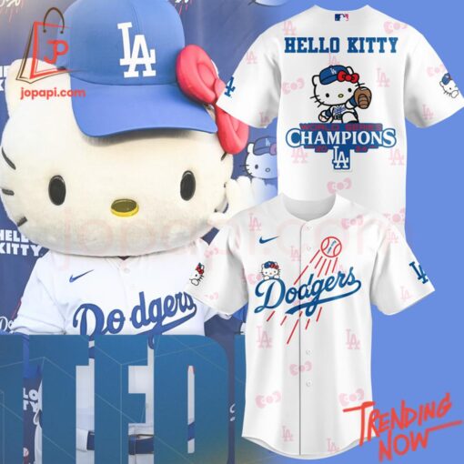 High-quality product with unique design – Los Angeles Dodgers X Hello Kitty World Champions Baseball Jersey