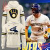 3D graphic 1 Milwaukee Brewers Baseball Stickman Hoodie with bold design