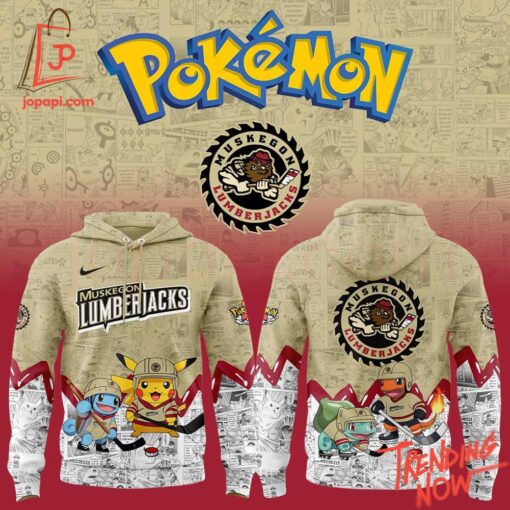 3D graphic 1 Muskegon Lumberjacks Pokémon Hoodie with bold design