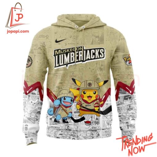 3D graphic 2 Muskegon Lumberjacks Pokémon Hoodie with bold design