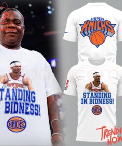 3D graphic 1 New York Knicks Standing On Bidness Shirt with bold design