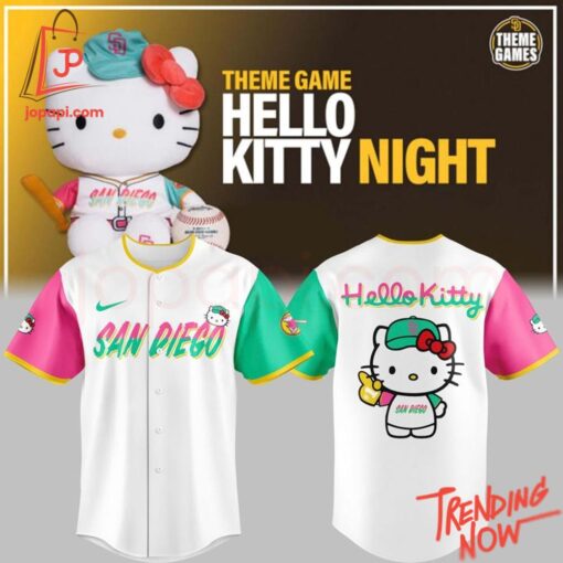 3D graphic 1 San Diego Padres Hello Kitty Baseball Jersey with bold design
