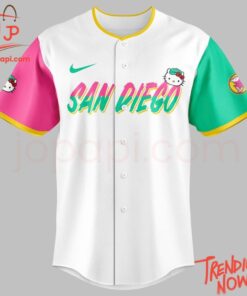 3D graphic 2 San Diego Padres Hello Kitty Baseball Jersey with bold design